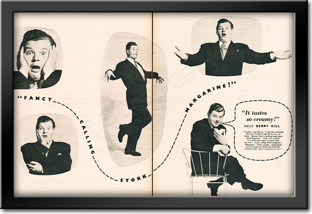 1955 Stork Margarine (Benny Hill) - framed preview vintage ad