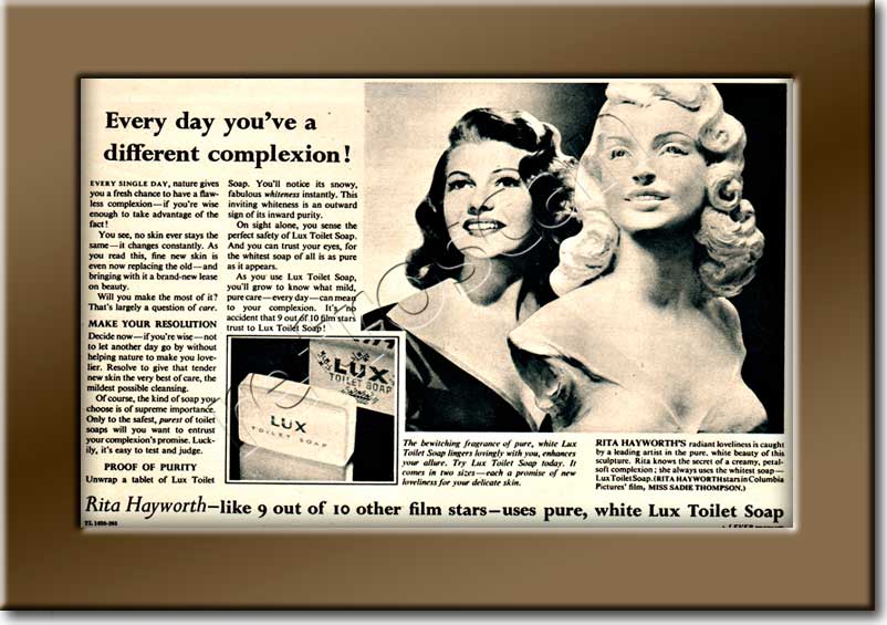 1954 Lux Toilet Soap (Rita Hayworth)  - framed preview vintage