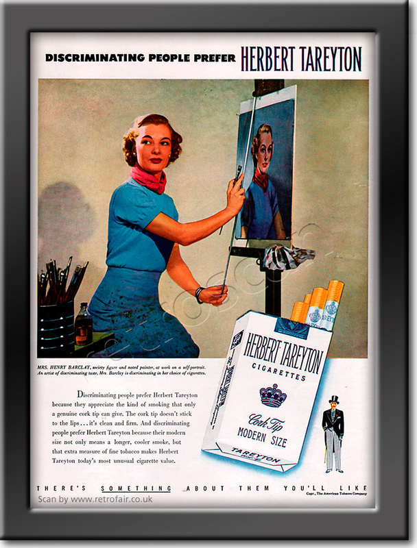 1949 Herbert Tareyton Cigarettes Vintage Magazine Ad