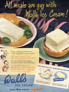 1950 Wall's Ice Cream table top - vintage ad