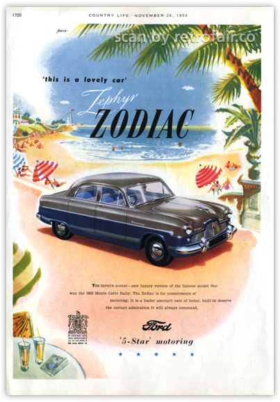 403 577 1953 Ford Zodiac Vintage print ad 1953 Ford Zodiac