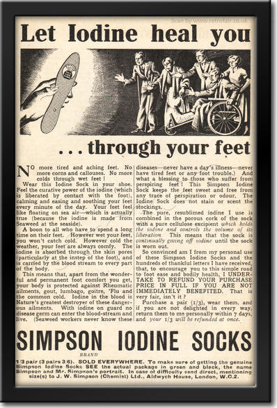 1936 Simpson Iodine Socks - framed preview retro