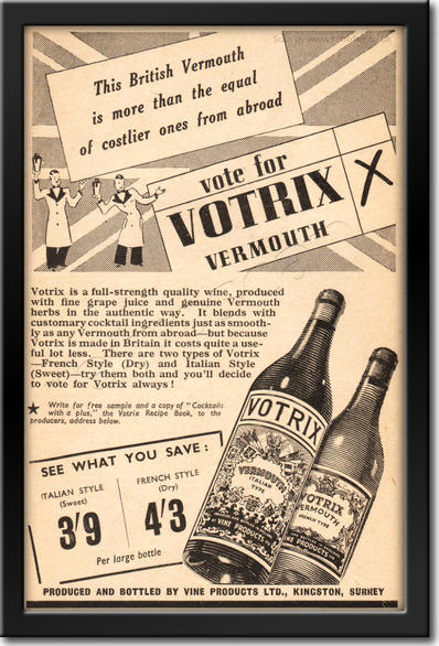 1940 Votrix Vermouth - framed preview retro