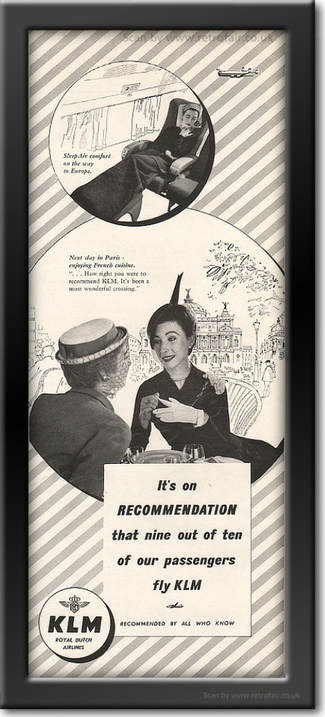 1953 KLM Airlines - framed preview vintage ad