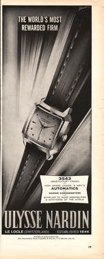 1953 Ulysse Nardin Wrist Watches - unframed vintage ad