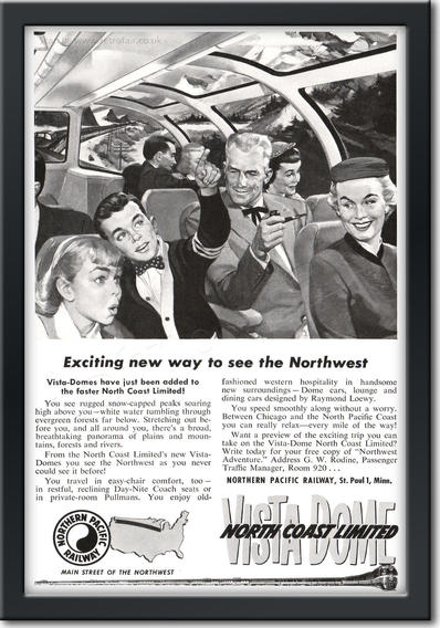 1954 Northern Pacific Railroad - framed preview retro