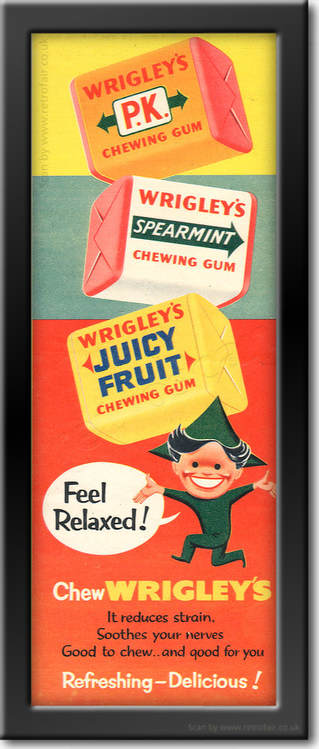 1954 Wrigley's Chewing Gum - framed preview vintage ad