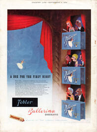 1958 Tobler Ballerina Chocolates - unframed vintage ad