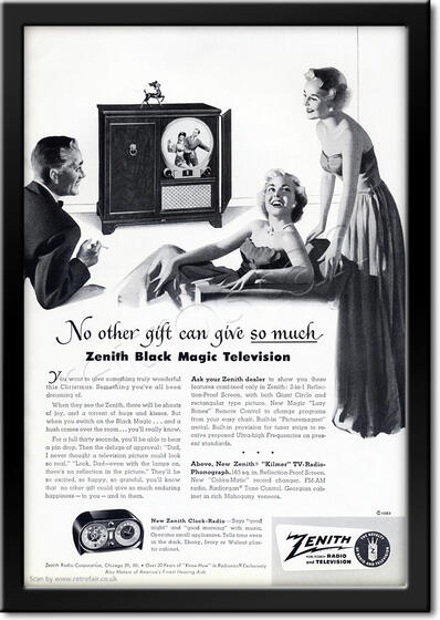 vintage 1950 Zenith TV  advert