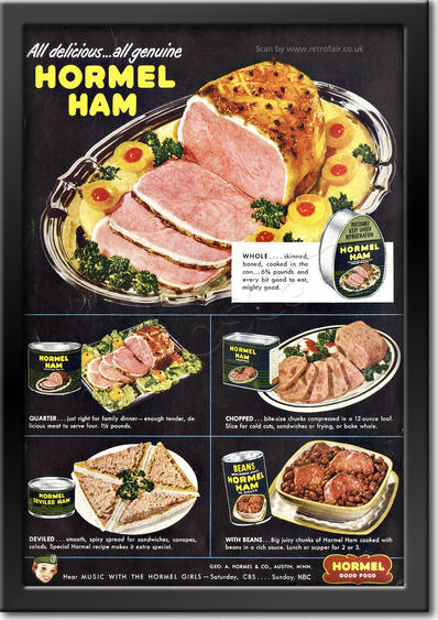 1951 Hormel Ham  - framed preview - vintage ad