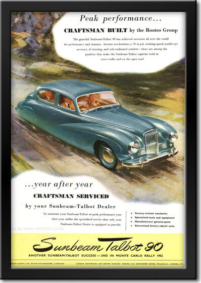1952 vintage Sunbeam Talbot 90 advert