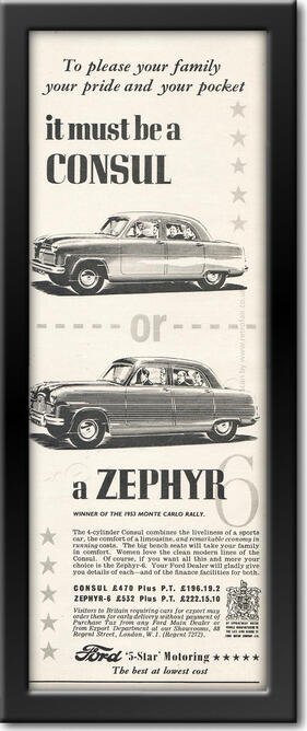 1953 vintage Ford Consul & Zephyr  advert