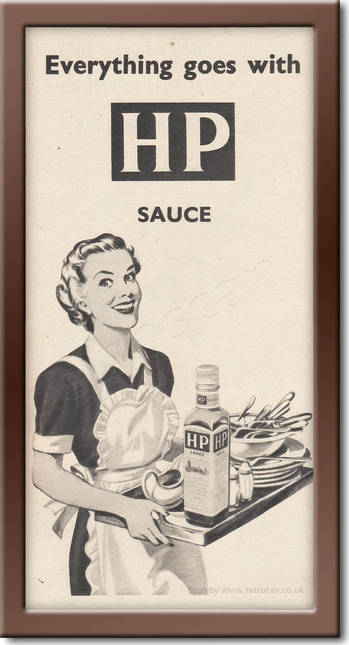 1953 HP Sauce - framed preview vintage ad