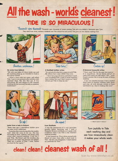 1953 Tide Washing Powder - unframed vintage ad
