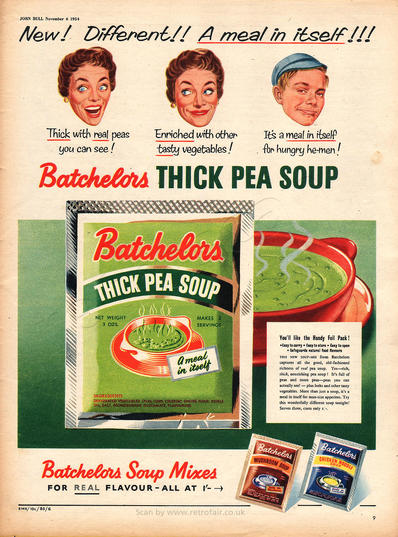 1954 Batchelor's Thick Pea Soup - unframed vintage ad
