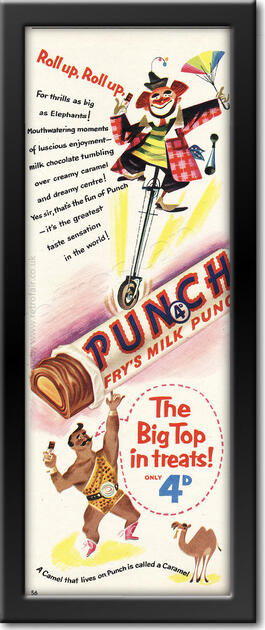 1954 Fry's Milk Punch Bar - framed preview vintage ad