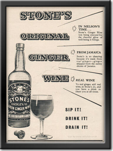 1954 Stone's Ginger Wine - framed preview vintage ad
