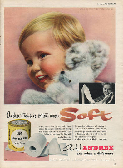 1955 Andrex Toilet Tissue - unframed vintage ad