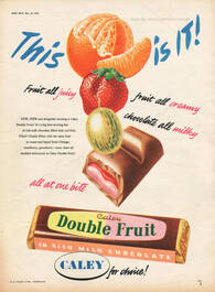 1955 Caley Double Fruit Bar - unframed vintage ad