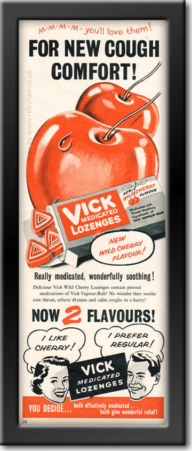 1955 Vicks Lozenges - framed preview vintage ad