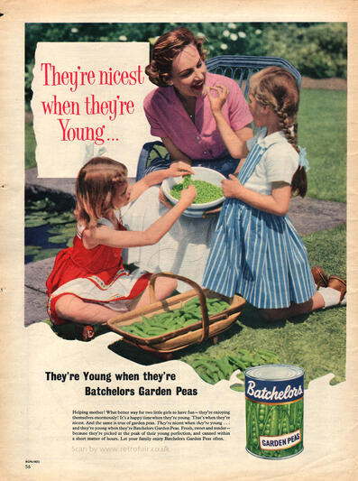1958 Batchelor's Peas - unframed vintage ad