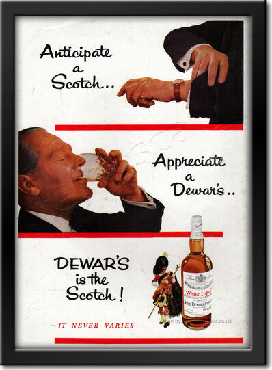 vintage 1959 Dewar's White label Scotch Whisky ad