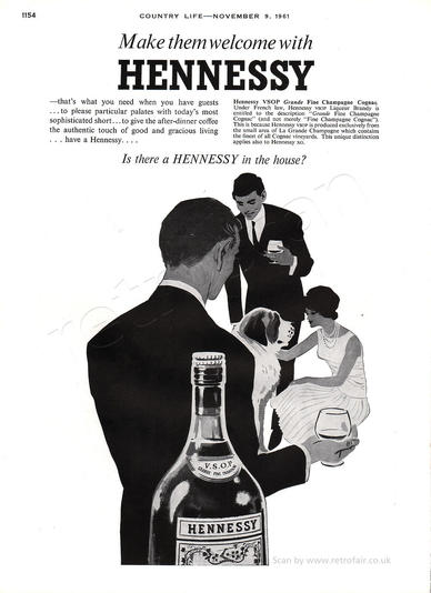 1961 Hennessy Cognac - unframed vintage ad