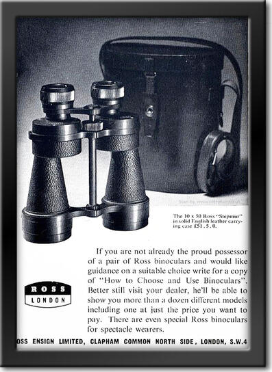 1962 Ross Binoculars retro ad