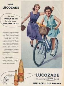 1954 Lucozade girl on bike - vintage ad