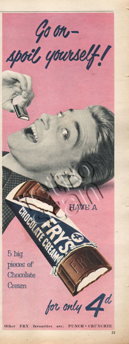 1954 Fry's Chocolate Cream vintage ad