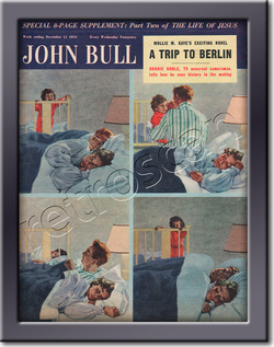 54 December John Bull Family Sleeping - framed vintage magazine cover