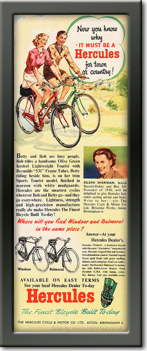 1952 Hecules Bicycles - framed preview vintage ad