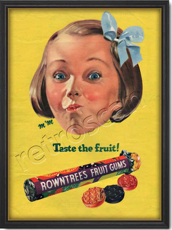 1955 Rowntree's Fruit Gums vintage Ad