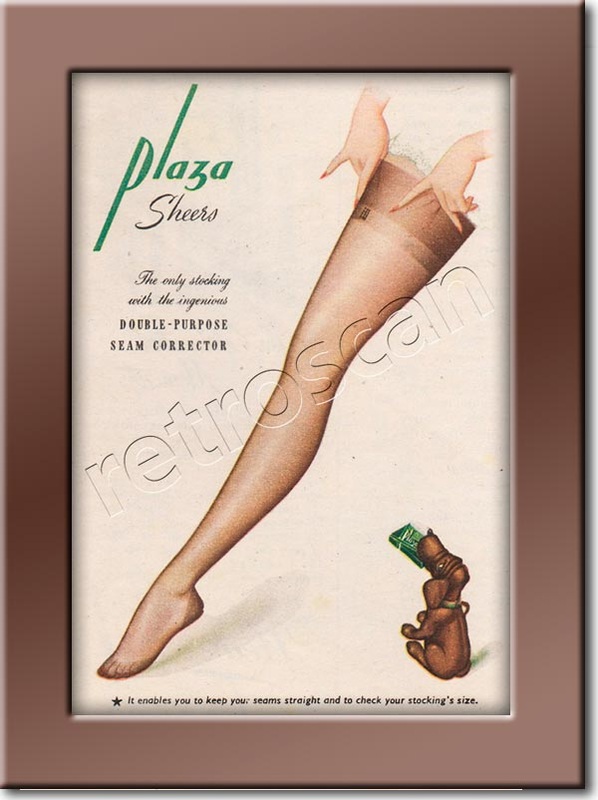 1950 Plaza Sheers Stockings - framed preview vintage ad