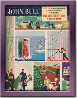 December 54 John Bull Christmas Family Scenes - framed vintage magazine cover