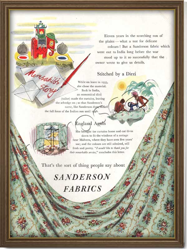 1953 vintage Sanderson Fabrics advert