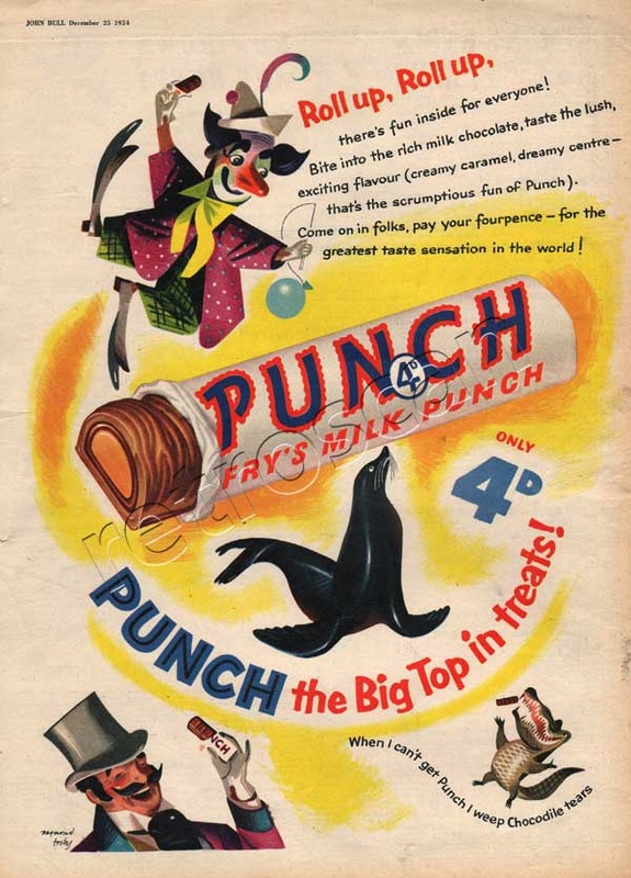 1954 Fry's Milk Punch Bar vintage ad