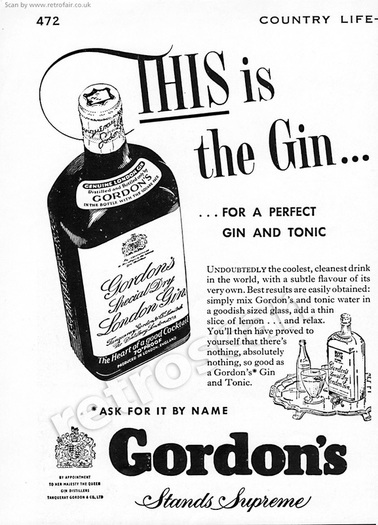 958 Gordon's Gin  - unframed vintage ad