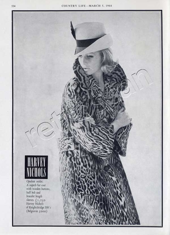 1964 Harvey Nichols Ocelot fur coat - unfarmed