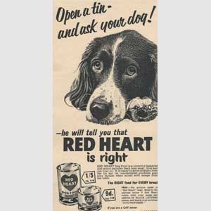 1955 Red Heart Dog Food - vintage
