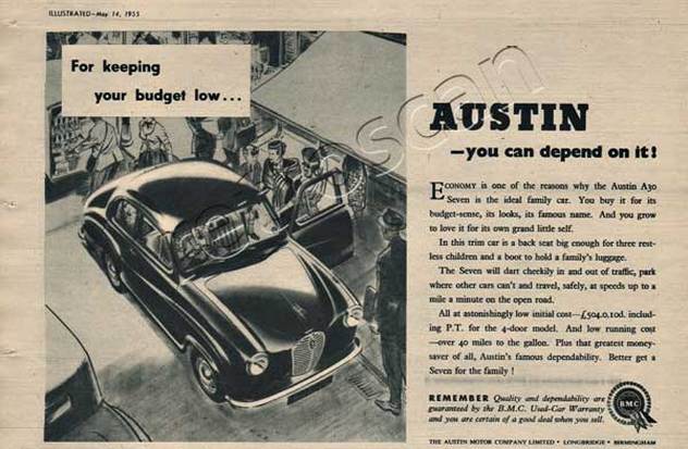 1955 vintage Austin A30 advert