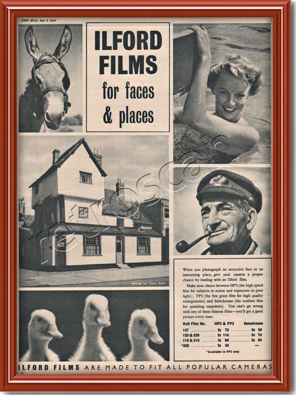 1954 vintage Ilford Films ad