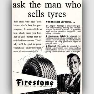1956 Firestone Tyres - vintage ad