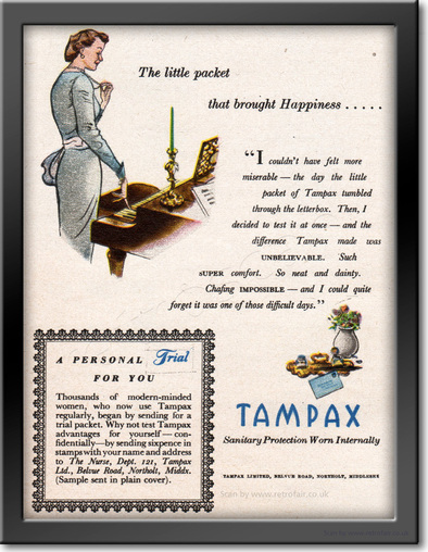 1951 Tampax  - framed preview vintage ad