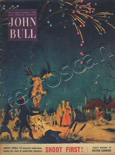 1954 November GuyFawkes Bonfire  John Bull - unframed vintage magazine cover