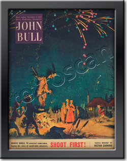 November 54  John Bull Guy Fawkes Bonfire party- framed vintage magazine cover