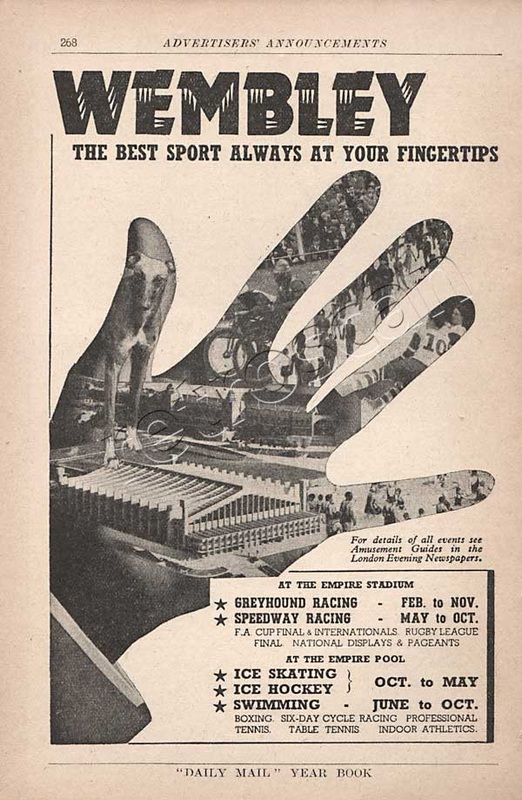 1939 Wembley Stadium vintage ad