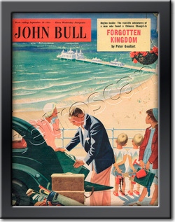 1955 October John Bull Vintage Magazine family beach holiday  - framed example