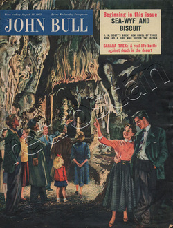1955 August John Bull Vintage Magazine couple visiting caves  - unframed