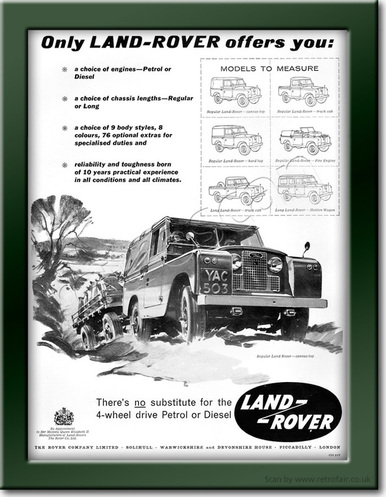 retro 1958 Land Rover advert
